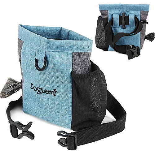 TANGN Leckerlibeutel Futterbeutel für Hunde Magnetverschluss, Hunde Leckerlitasche mit Einstellbar Bund & Kotasche Öffnung, Wasserfest Futtertasche leckerli Beutel für Hundetraining Ausbildung (Blau)