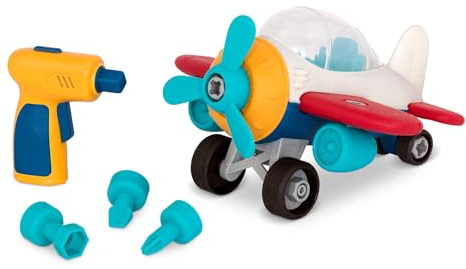Battat - Konstruktionsspielzeug Flugzeug - Konstruktionsspielzeug Flugzeug - Spielzeugflugzeug mit Bohrmaschine für Kinder - STEM-Spielzeug - Entwicklungspolitischer Nutzen - 3 Jahre +