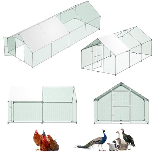 LZQ Outdoor Hühnerstall Freilaufgehege Hühner Hühnerhaus Dach Geflügelstall Verzinkter Stahlrahmen mit PE 3x6x2 m