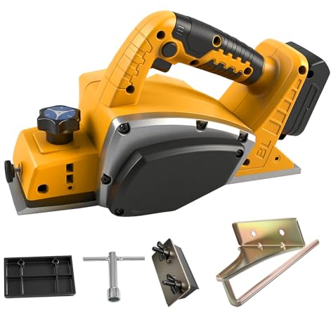 Kabelloser Handhobel für Dewalt 18-V-Akku, bürstenloser elektrischer Holzhobel mit 15.000 U/min, 82 mm Schnittbreite, 0–2 mm Schnitttiefe für Holzbearbeitung, Heimwerkerprojekte, Möbelglättung