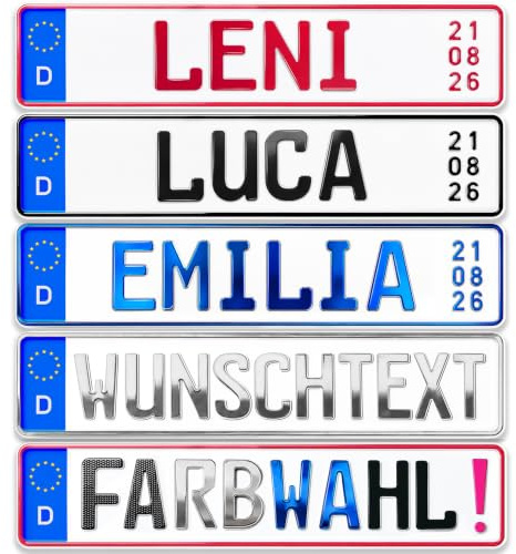 Kennzeichen Geburtsdatum Geburtstag 14 Zeichen Wunschtext Bohrung Wunschkennzeichen Namenskennzeichen Namensschild
