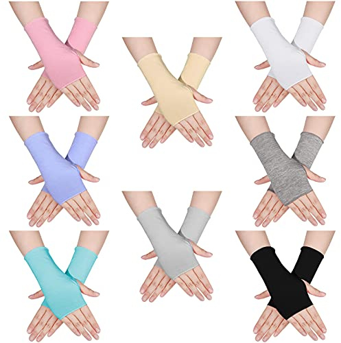 Fingerlose Damen-Handschuhe mit UV-Schutz, für den Sommer, Fahrhandschuhe, rutschfest, für Outdoor-Aktivitäten, 8 Paar, Frische Farben., Einheitsgröße