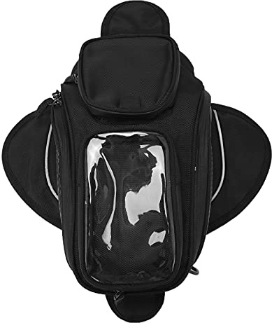 Psytfei Motorradtasche - Tankrucksack Wasserdicht Oxford Universal Satteltasche Schwarz mit größerem Fenster und Halter für Motorräder