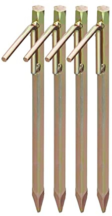 Relaxdays Bodenanker 4er Set, Erdanker für Harte Böden, 30,5 cm, Zeltzubehör, zum Einschlagen, Stahl galvanisiert, Gold