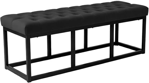 CLP Sitzbank Polson, modern, schwarzes Metallgestell, gestepptes Samt, Bodenschoner, für Wohnzimmer, Flur oder Schlafzimmer, Farbe:schwarz, Größe:120 cm