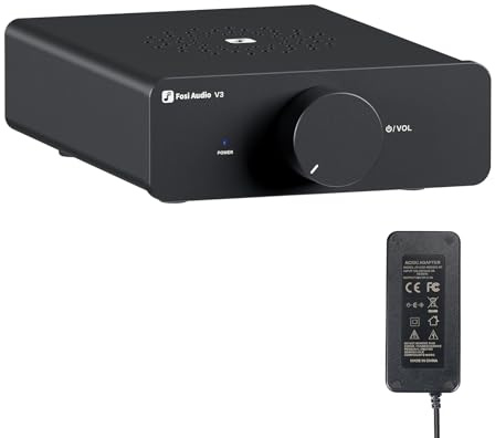 Fosi Audio V3 HiFi Verstärker 600Watt, TPA3255 Mini 2.0CH Klass-D Stereo Verstärker 300W x 2, Amplifier für Leutsprecher, inkl. 48V/5A Stromversorgung