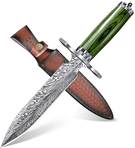 Japaknives Survival Messer Einzigartiges Jagdmesser Feststehende Klinge Outdoor Messer mit Pakkawood Griff Bushcraft Messer für Männer