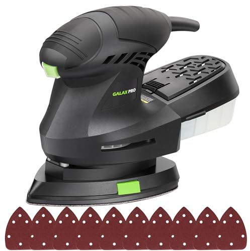 GALAX PRO 200W Detail Schleiber - 12000 OPM Electric Orbital Schleifer gepaart mit Staubsammlung und 10 Sandpapierstücken