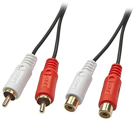 LINDY 35671 - Stereo-Audio-Verlängerungskabel 2 x Cinch-Stecker/Buchse – Audiokabel – 2 Meter, Weiss/opulenter Garten