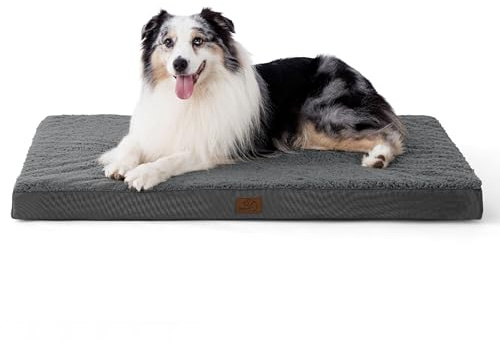 BEDSURE orthopädisches Hundebett Grosse Hunde - 104x74x9cm Hundekissen flauschig Hundematte waschbar Hundematratze in dunkelgrau für große Hunde