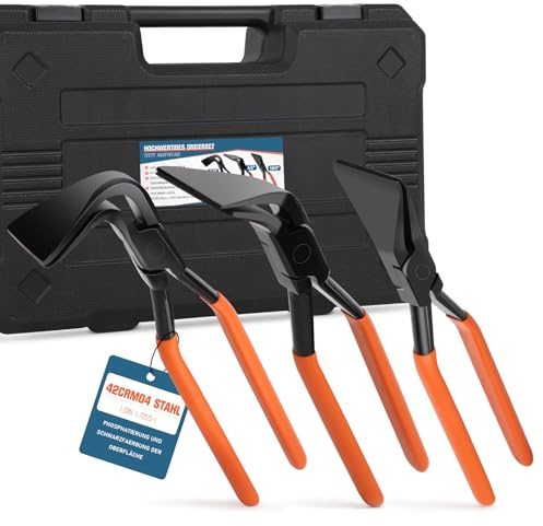 3 Stück Abkantzange Falzzangen Zangen Sets mit Kasten, Maulbreite 55 mm | 0°, 45°, 90, Länge 280mm, Kohlenstoffstahl schwarz brüniert, Blechzange Absetzzange Biegezangen, Spengler Dachdecker werkzeug