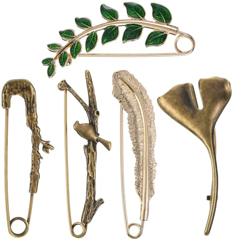 5 Stück Groß Broschennadeln, Ymapinc 5 Arten Vintage Anstecknadeln für Damenhüte Schals Tücher Mäntel Jacken Strickjacken Taschen Hemden Dekorationen Sicherheitsnadeln Schmuck Dekorative Accessoires