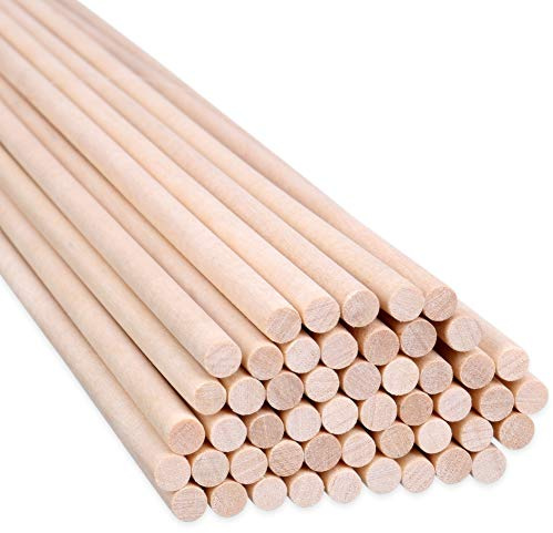 H&S Holzstäbchen zum Basteln - 100 Stück Rund Holz - 30cm x 6mm Unbehandelte Holzstäbe - Ultraglatter Rundholz Holzstab für Bastel Projekte