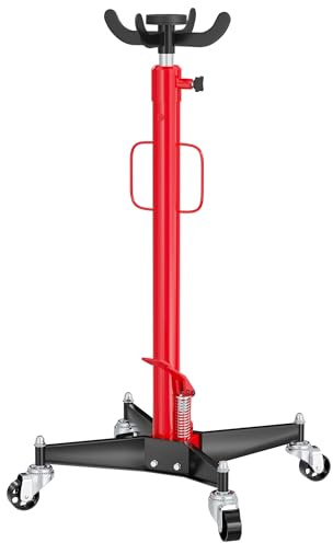 Wiltec Mobiler Getriebeheber hydraulisch 500 kg 110-190 cm Hubhöhe, mit 4 Laufrollen, Aufnahmekralle, Pedal, hydraulischer Motorheber für Kfz und LKW