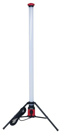 STIER LED Tower Baustrahler 360° 8280 Lumen 72W Strahler, 180cm Höhe, IP54-Schutz, mit Steckdose für externe Geräte, Baustellenlampe Arbeitsleuchte, Baulampe