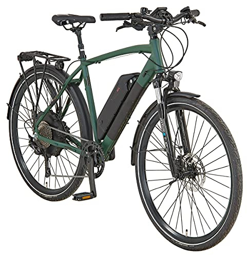 Prophete Entdecker eT300 | Erwachsene Elektrofahrrad Damen/Herren/Unisex | Pedelec Trekking E-Bike 28 mit Hinterradmotor | 10-Gang Kettenschaltung | Matt Grün/Olivgrün