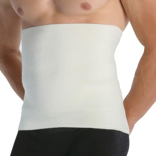 Easy8 - (Weiß, XXXL Bauchweggürtel, Nierenwärmer Herren, Bauchbinde aus Wolle und Baumwolle, Rückenwärmer, Nierengurt, Bauchgurt, Bauchband, Damen, Unisex, thermisch, elastisch
