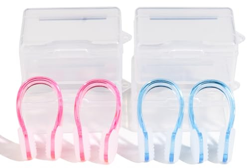 OMBRISA Nasenklammer Schwimmen, 4 Stück Schwimm Nasenklammer, Silikon Kunststoff Wasserdicht Klar Bunt Nasenclip mit Aufbewahrungsbox, Training Wassersport Outdoor Aktivitäten Pool Zubehör