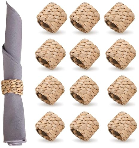 12 Stück Serviettenringe, Handgemachte Serviettenringe, Gewebte Serviette Ringe Set, Serviettenring, Handgefertigter Servietten Schnalle, für Esszimmer, Jahrestag