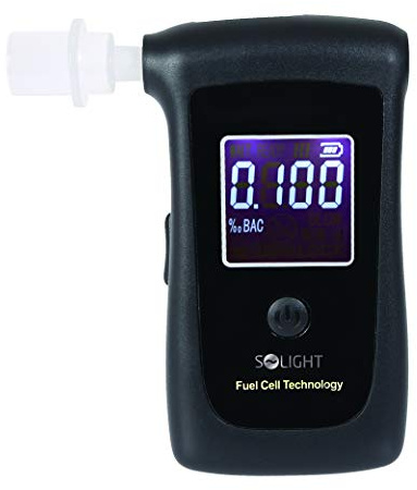 Solight Professioneller Alkoholtester Elektrochemische Sensorik Digitaler Atemalkohol-Tester LED Anzeige