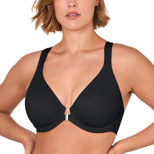 DELIMIRA Damen Vorderverschluss Racerback BH | mit Bügel, Grosse Grössen BHs, Tiefer Ausschnitt, Ungefüttert Vollschalen
