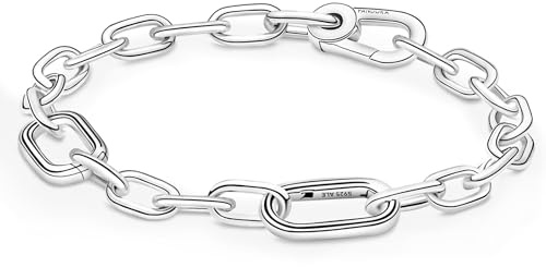 APUUESN Büroklammer Charms Anhänger Armband Verschluss 16CM Damen,ME Charm Moments Armbänder Sterling Silber S925,Schlangenkette Fake Bracelet,Armreif Schmuck,Geschenk für Frauen Geburtstag