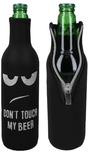 kwmobile 2X Flaschenkühler Manschette für 330-500ml Flasche - Kühlmanschette aus Neopren, Bierkühler, Bierflaschenkühler Weiß Schwarz Don't Touch My Beer