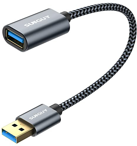 SUNGUY USB 3.0 Verlängerung Kabel，Verlängerungskabel 5Gbps Superschnelle USB A Stecker auf A Buchse Verlängerung für Kartenlesegerät,Tastatur, Drucker, Scanner, Kamera[0.3m-Grau-1Stück]