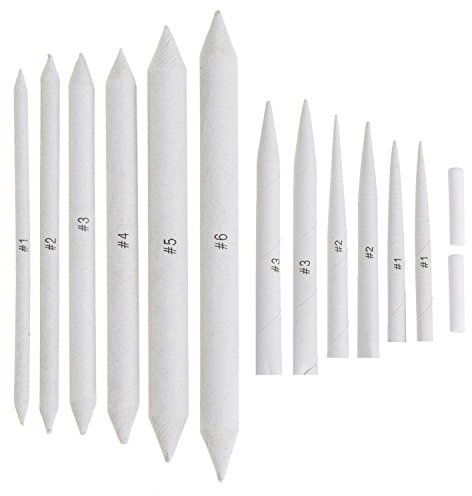 12 Stücke Mischen Papierwischer Blending Stumps und Tortillionen zum Zeichnen und Skizzieren mit 2 Stück Weißer Radiergummi