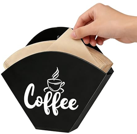 Kaffeefilterhalter Wand aus Holz, Stehende Kaffeefilterhalterung, Fächerförmiger Filtertütenhalter, Filtertütenhalter, Kaffeetaschenhalter für Café, Hotel, Bar, Zuhause, Küchen, Schwarz