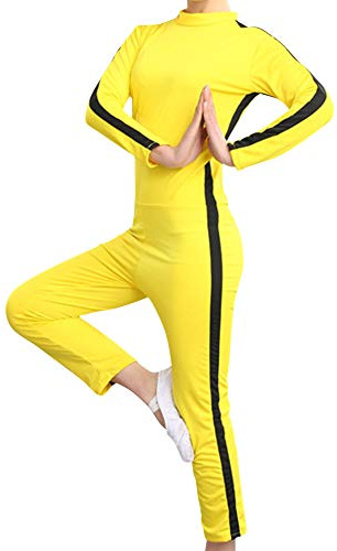Xiedeai Performance Kampfsport Bekleidung Unisex Kinder Erwachsene Overall Kung Fu - Outfit Rollenspiel Body Anzug Kampf Film Kleidung Strampler Training Sportbekleidung Gelb 120cm