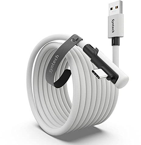Syntech Link Kabel 5M, Kompatibel mit Oculus Meta Quest 3/3S, Quest2/1/Pro und Pico 4, PC Steam VR Zubehör, High Speed Datenübertragung, USB 3.0 zu USB C Kabel für VR und Gaming PC, Weiß
