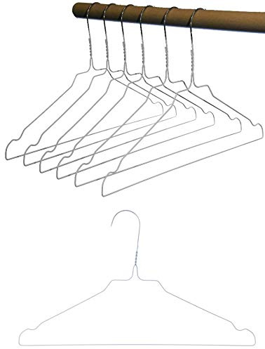 Hagspiel Kleiderbügel aus Metall, Drahtbügel aus hochwertiger Zinkbeschichtung, weiße Pulverbeschichtung mit Steg und Rockkerben (50 STK.) Made in Austria