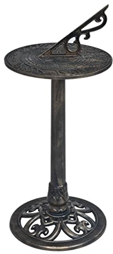 vidaXL Sonnenuhr Antik Landhausstil Garten Standsonnenuhr Gartenuhr Gartendeko Gartendekoration Balkon Terrasse Bronze 35,5x82cm Kunststoff