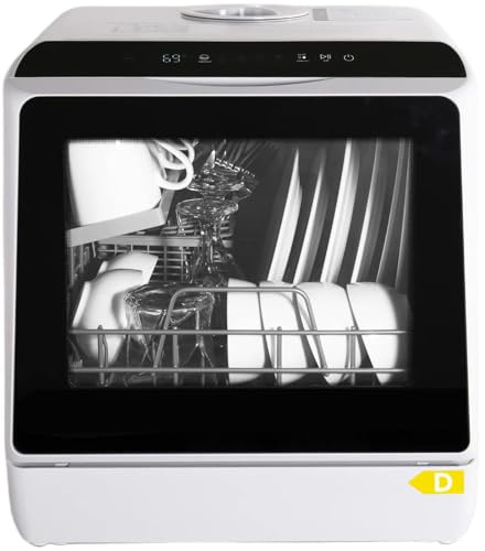 Fullwatt Mini Geschirrspüler für 3 Gedecke Freistehender Tischgeschirrspüler, 5L mit/ohne Wasseranschluss nutzbar Ragbarer mit 5+1 Programme Integriertem Touch Control für Camping Wohnung Büro