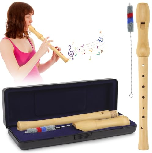 CHRI Blockflöte aus Holz Sopranblockflöte Holzblockflöte im deutschen Stil, Instrument für Anfänger, Kinder, Erwachsene, barocke Griffweise, C-Taste