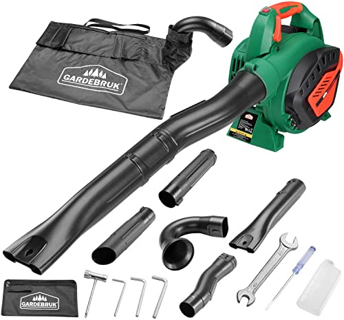 GARDEBRUK® Laubsauger 4 in 1 Benzin Blasgeschwindigkeit 68m/s Fangsack 45L inkl Werkzeug Laubbläser Häcksler Gartensauger