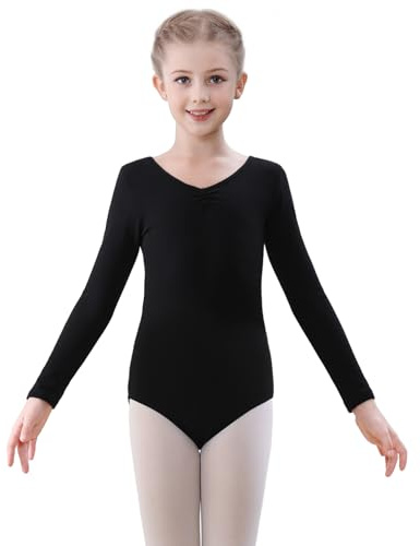FONLAM Balletttrikot Mädchen Ballettkleidung Turnanzug Mädchen Langarm Gymnastikanzug Tanztrikot Kinder