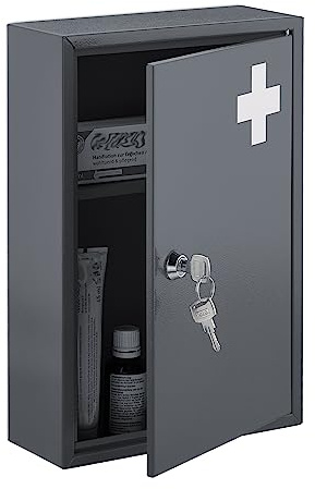 Relaxdays Medizinschrank, grau/weiß, HxBxT: 32 x 21,5 x 9,5 cm