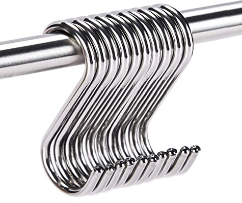 ARTOYS Edelstahl 304 Haken - 10 Stück (7cm L, 4mm Φ) Anti-Rost Metallhaken für Küche Körbe - Max. Belastung 20 kg