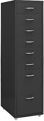 vidaXL Aktenschrank mit Rollen Rollcontainer Bürocontainer Schubladenschrank Büroschrank Metallschrank Schrank Anthrazit 28x41x109cm Metall