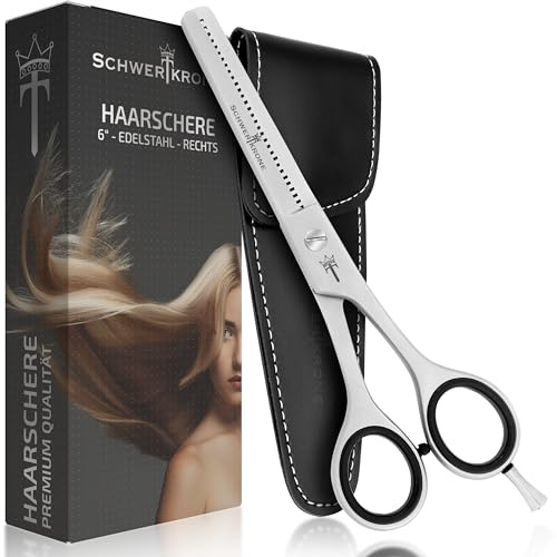 SCHWERTKRONE® Modellierschere Edelstahl [MADE IN GERMANY] - Modellierschere Friseur - Effilierschere - Friseurschere Haarschere - Haarschneideschere - Hair Cutting Barber Scissors - Friseur Schere