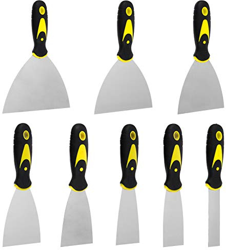 Xinzistar Spachtel Set, 8 Stück Edelstahl Malerspachtel Set mit Kunststoffgriff, Rostfrei Gipser Spachtel, Palettenmesser Kratzer zum Entfernen Rostfrei Putty Messer 25/40/60/65/75/100/125/150 mm