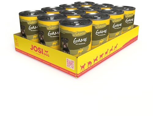 JosiDog Game in Sauce (12 x 415 g) | Adult | Premium Nassfutter für ausgewachsene Hunde | mit Wild in Sauce mit Vitamin D3 & E | Powered by JOSERA | Hundefutter nass | Alleinfutter | 12er Pack