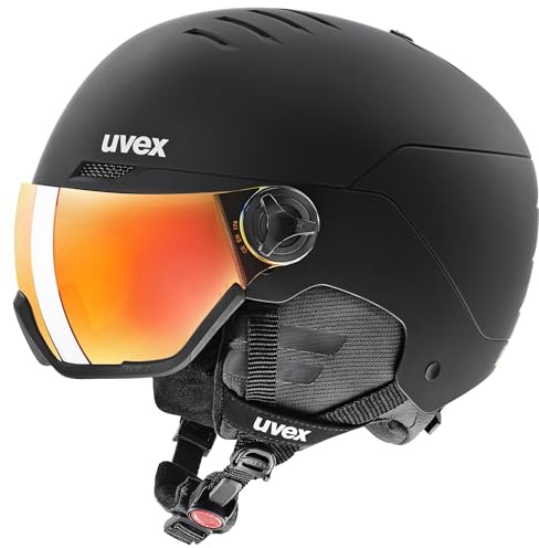 uvex Wanted Visor - robuster, stylischer, optimal belüfteter Skihelm mit beschlagfreiem Visier für Damen und Herren - Black matt - 58-61 cm