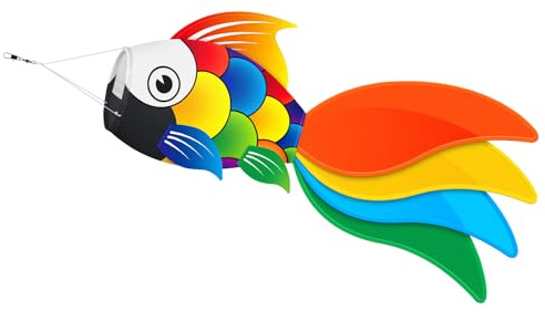 SGftre Fisch-Windsack - Hochwertiger Windsack für draußen, wasserfest & leicht zu befestigen - Perfekte Deko für Garten, Balkon, Strand, Boot & Angeln (1, Fisch Windsack - bunt)