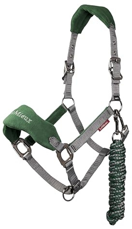 Lemieux Vogue Fleece-Halfter mit Führstrick in Hunter Green - Extra Polsterung, verstellbar an Bordstein und Pollgurt - Cob