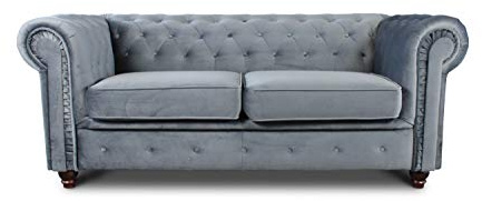 Sofnet Sofa Chesterfield Asti 2-Sitzer, Couchgarnitur 2-er, Sofagarnitur, Couch mit Holzfüße, Polstersofa - Glamour Design, Velours (Grau (Velvet 10))
