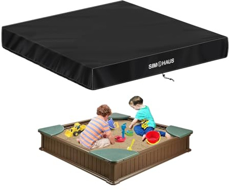 SIMPHAUS Abdeckplane Sandkasten Abdeckung Wetterfeste Sandkastenabdeckung Plane Sandkasten Hülle Sandbox Abdeckung Sandkistenabdeckung Poolplane Quadratisch Winddicht Anti-UV 420D Oxford 155x155x20cm