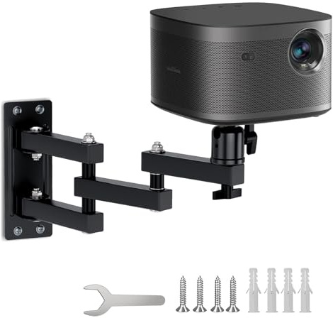 Nakelulu Projektor Wandhalterung, Faltbarer BeamerHalterung mit 1/4 Gewinde und 3-Fach Verstellbarer 37,5 cm Ständerarm für die Decke/Wand